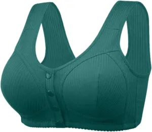 Daisy Bras for Older Women, Front Closure Bra Cotton Bra Full Coverage Comfortable Bra No Underwire Plus Size Bra