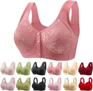 Daisy Bras for Older Women Front Closure Bras for Women Plus Size Push Up Cotton Bra No Underwire for Seniors Hot Pink Large Sports Bra for Womens Xx-Large