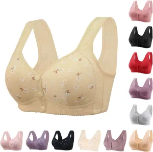Daisy Bras for Older Women Front Closure Push up Bra No Underwire Senior Bra with Snaps 2025 Upgraded Breathable Cotton Bras