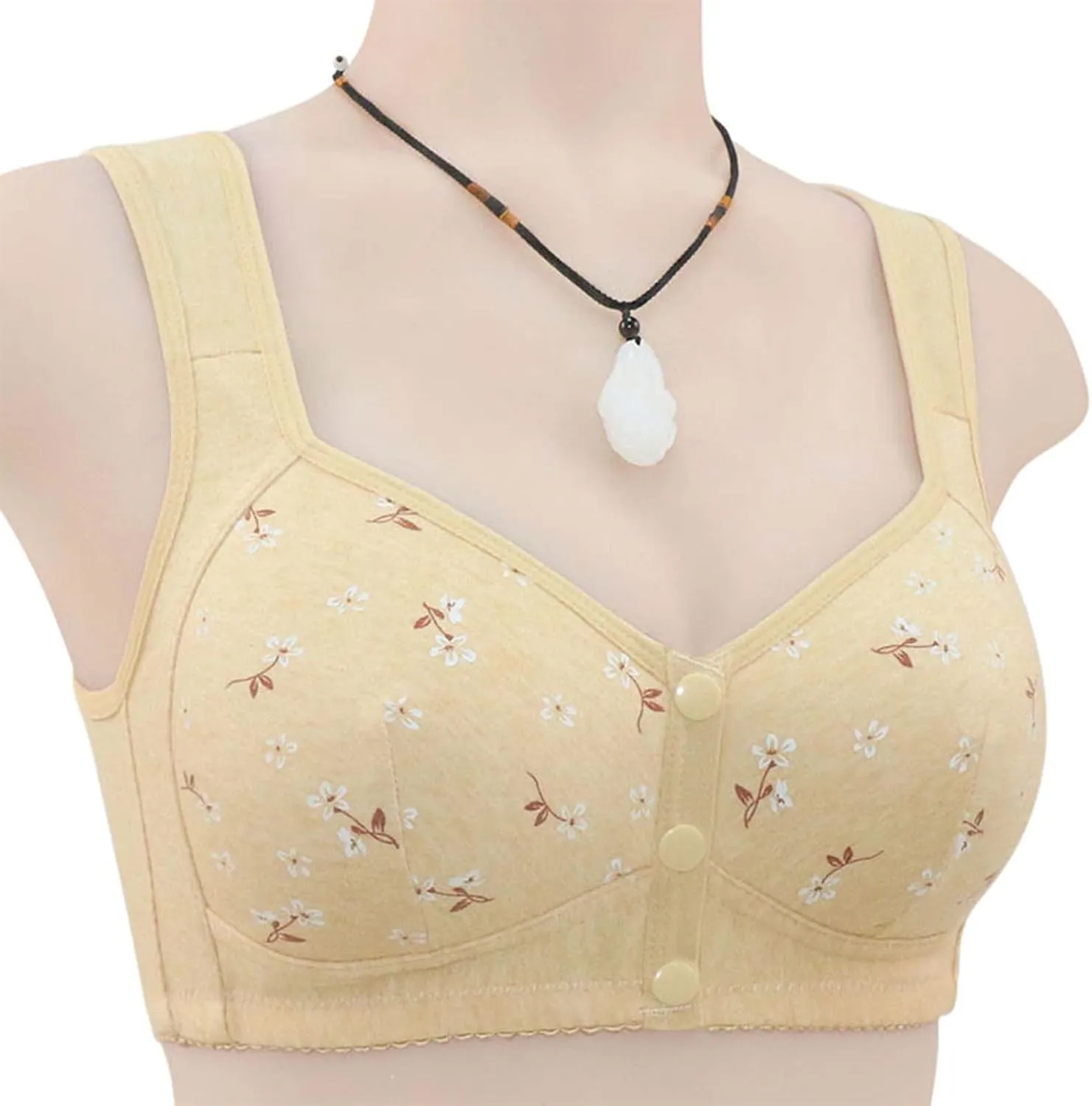 Daisy Bras for Older Women Front Closure Push up Bras No Underwire Wireless Bralettes Everyday Bra for Senior