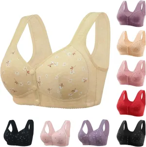 Daisy Bras for Older Women Front Closure Push up Bras No Underwire Wireless Bralettes Everyday Bra for Senior