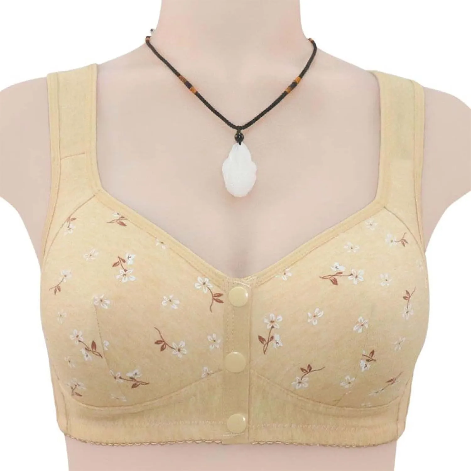 Daisy Bras for Older Women Front Closure Push up Bras No Underwire Wireless Bralettes Everyday Bra for Senior
