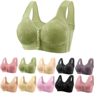 Daisy Bras for Older Women Front Closure, Seamless Wireless Bra for Senior No Underwire 2025 Breathable Bras with Snap