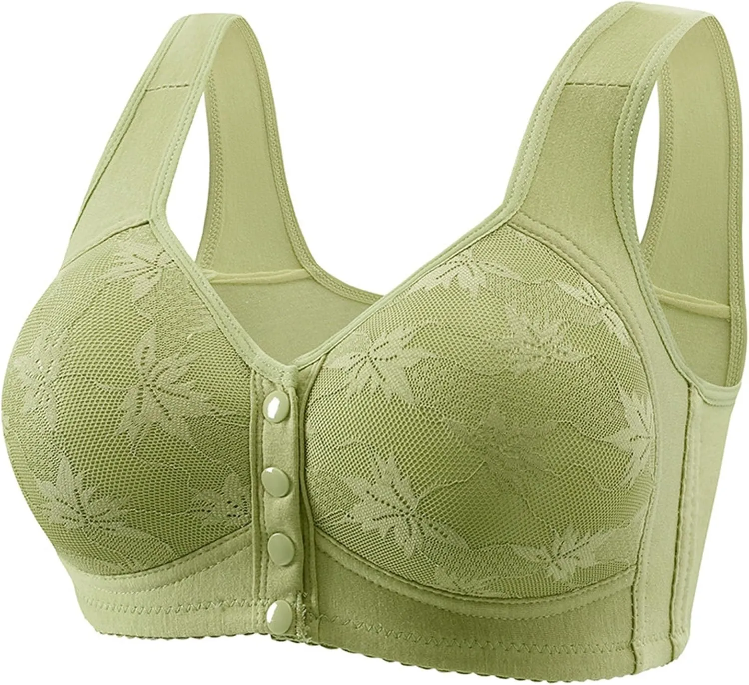 Daisy Bras for Older Women Front Closure, Seamless Wireless Bra for Senior No Underwire 2025 Breathable Bras with Snap