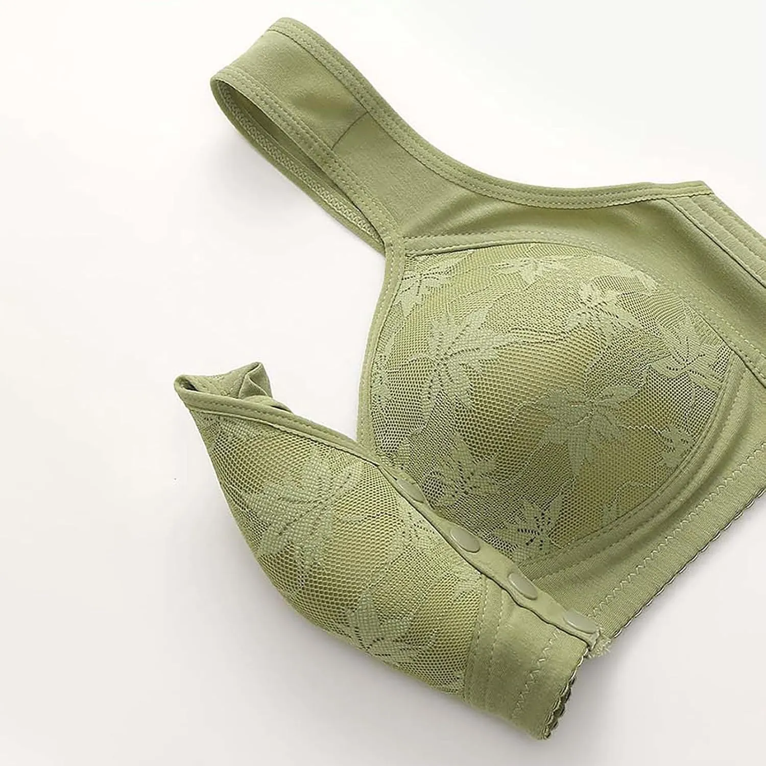 Daisy Bras for Older Women Front Closure, Seamless Wireless Bra for Senior No Underwire 2025 Breathable Bras with Snap