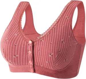 Daisy Bras for Older Women Front Snap No Underwire Comfort Senior Women Everyday Bras Wireless Plus Size Push up Bra