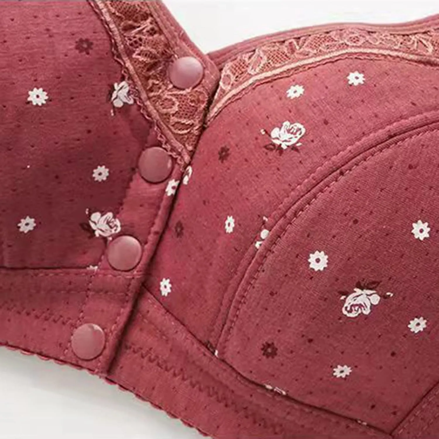 Daisy Bras for Older Women Front Snap No Underwire Comfort Senior Women Everyday Bras Wireless Plus Size Push up Bra