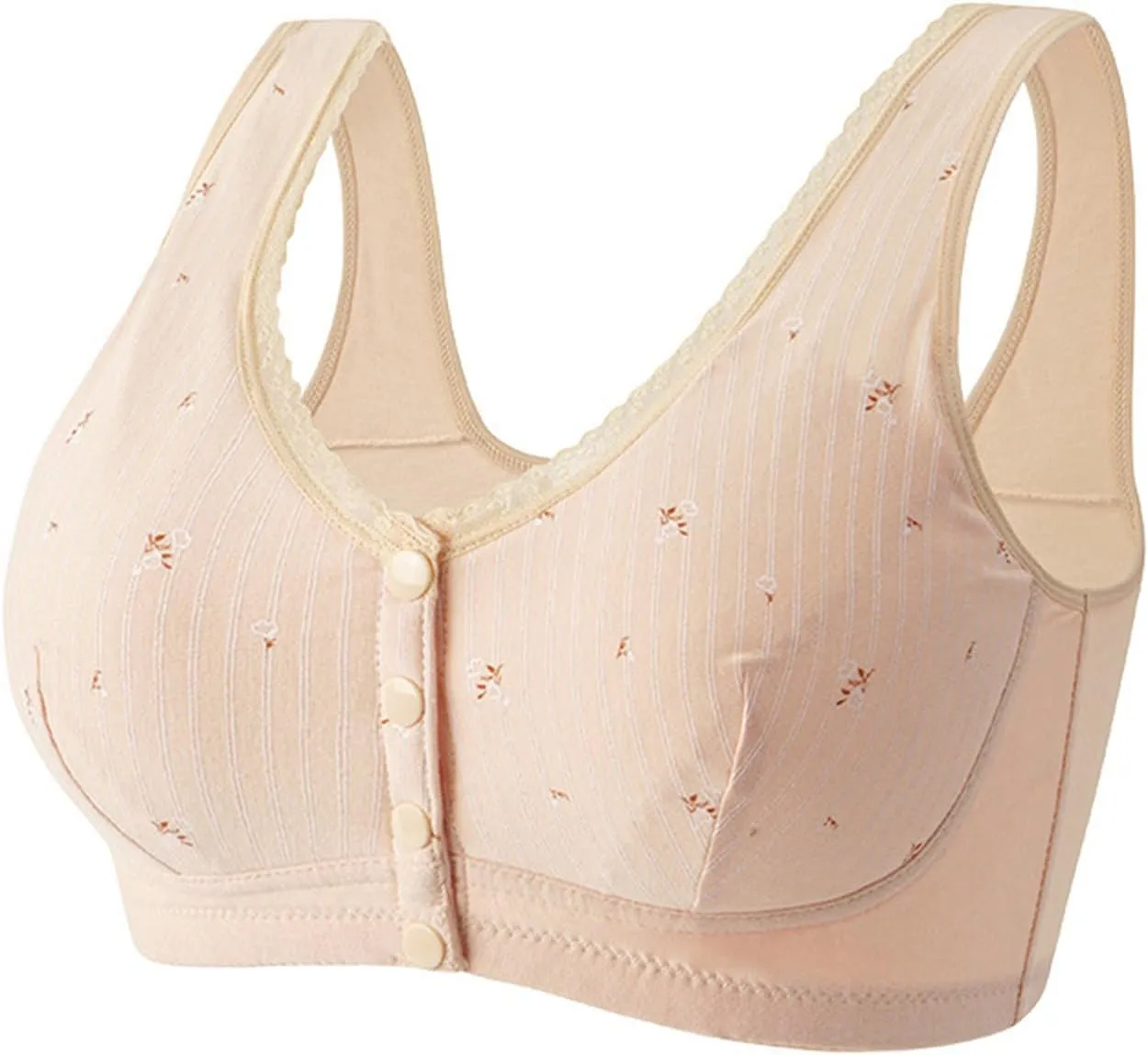 Daisy Bras for Older Women Front Snap No Underwire Comfort Senior Women Everyday Bras Wireless Plus Size Push up Bra