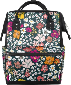 Daisy Flower Wildflower Diaper Bag Tote Large Capacity Waterproof with Adjustable Shoulder Strap and Pram Straps Mommy Bag for Hospital Beach Weekender Travel