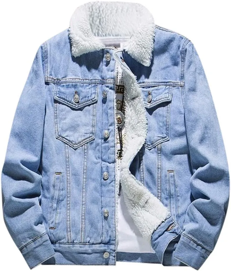 Denim Jacket Men Lightweight Button Down Long Sleeve Jean Jackets Coats Spring Fall Fashion, S-4XL
