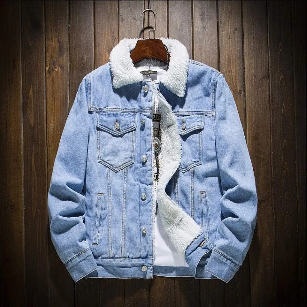 Denim Jacket Men Lightweight Button Down Long Sleeve Jean Jackets Coats Spring Fall Fashion, S-4XL