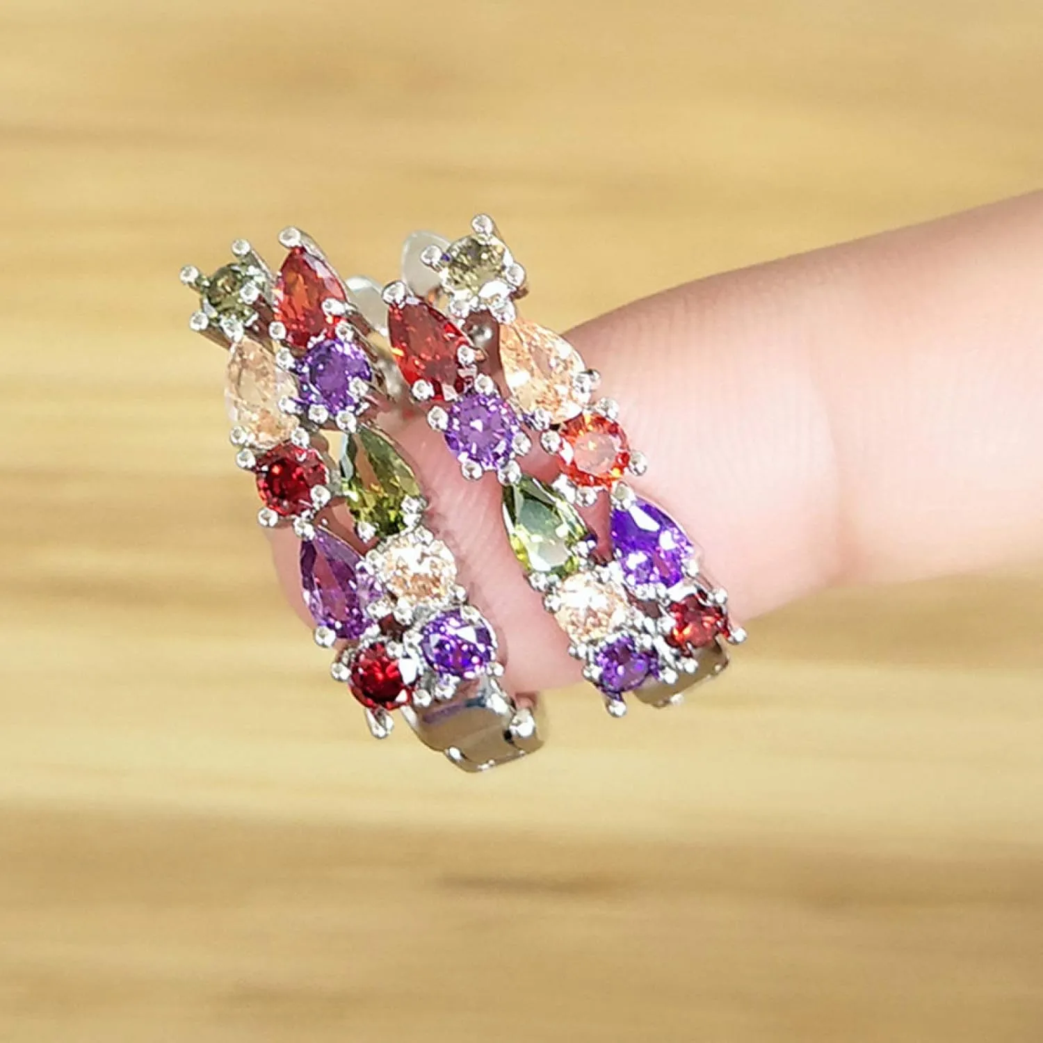 Earring Hoop Stud Drop & Dangle, Luxury Women Faux Emerald Multicolor Cubic Zirconia Ear Stud Earrings Jewelry for Women Teen Girls Birthday Christmas Friends Gift