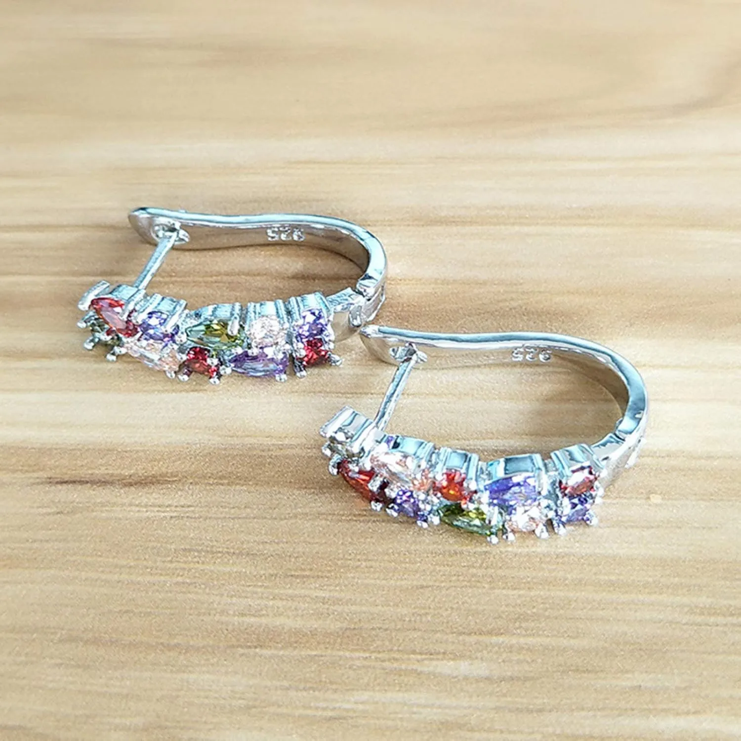 Earring Hoop Stud Drop & Dangle, Luxury Women Faux Emerald Multicolor Cubic Zirconia Ear Stud Earrings Jewelry for Women Teen Girls Birthday Christmas Friends Gift