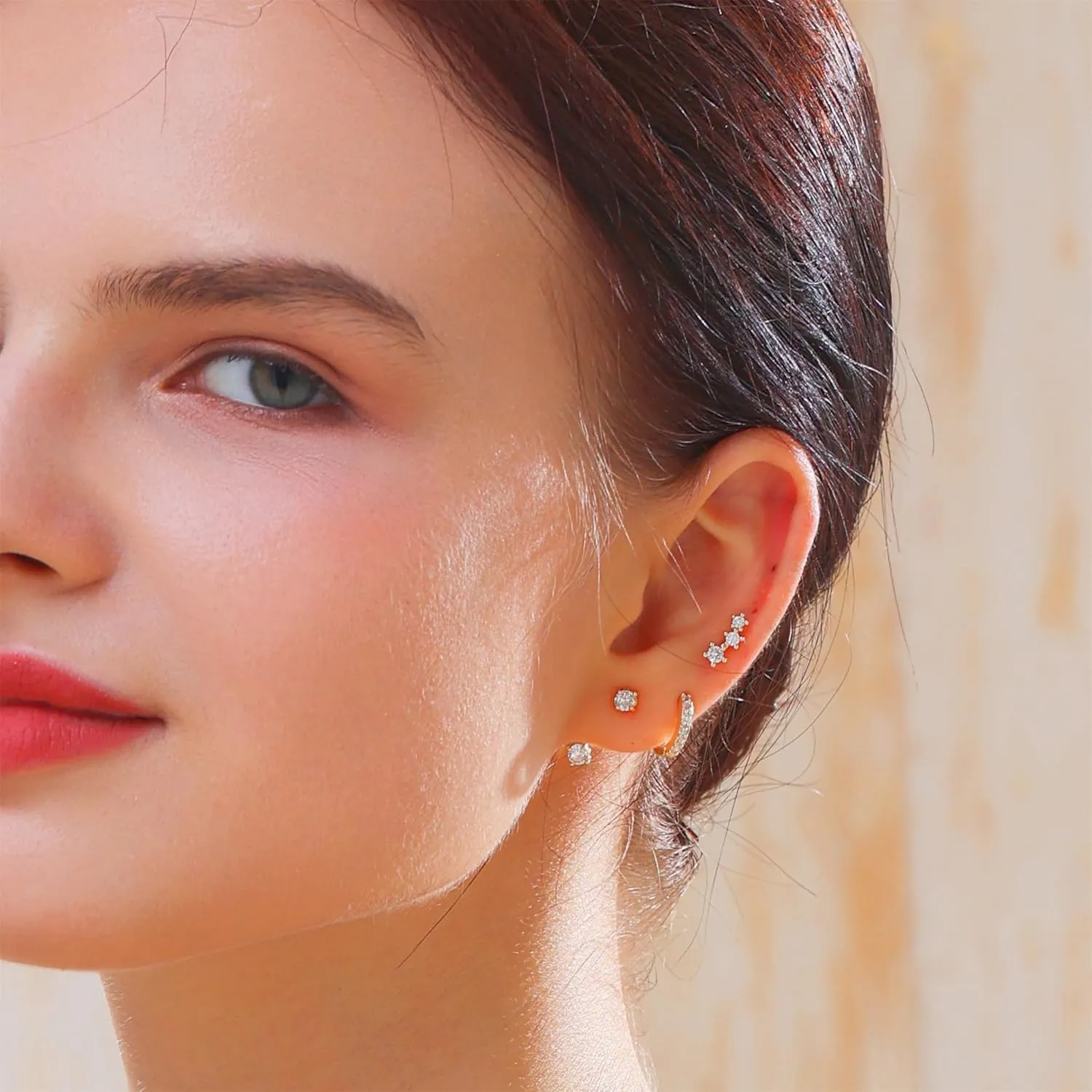 Earrings Gold Hoop Earrings 14K Gold Earrings for Women Pierced Earrings Cartilage Earrings Hypoallergenic Women's Earrings Multi-Pierced Earrings Gifts for Women (gold)