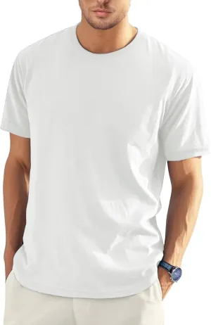 EKLENTSON Men's Cotton Crewneck T-Shirts Short Sleeve Plain Tee Moisture Wicking Casual Tshirts Solid Color