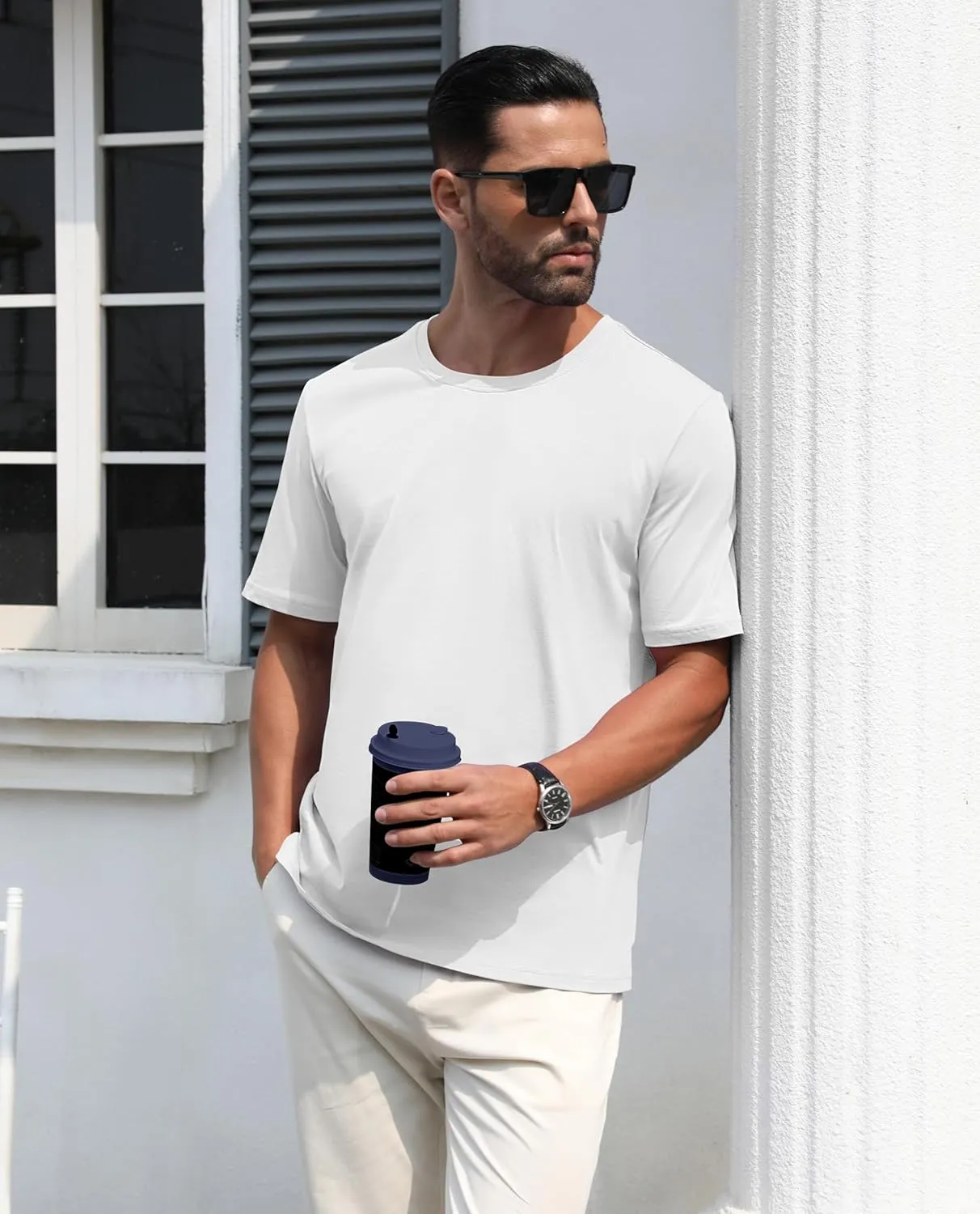 EKLENTSON Men's Cotton Crewneck T-Shirts Short Sleeve Plain Tee Moisture Wicking Casual Tshirts Solid Color