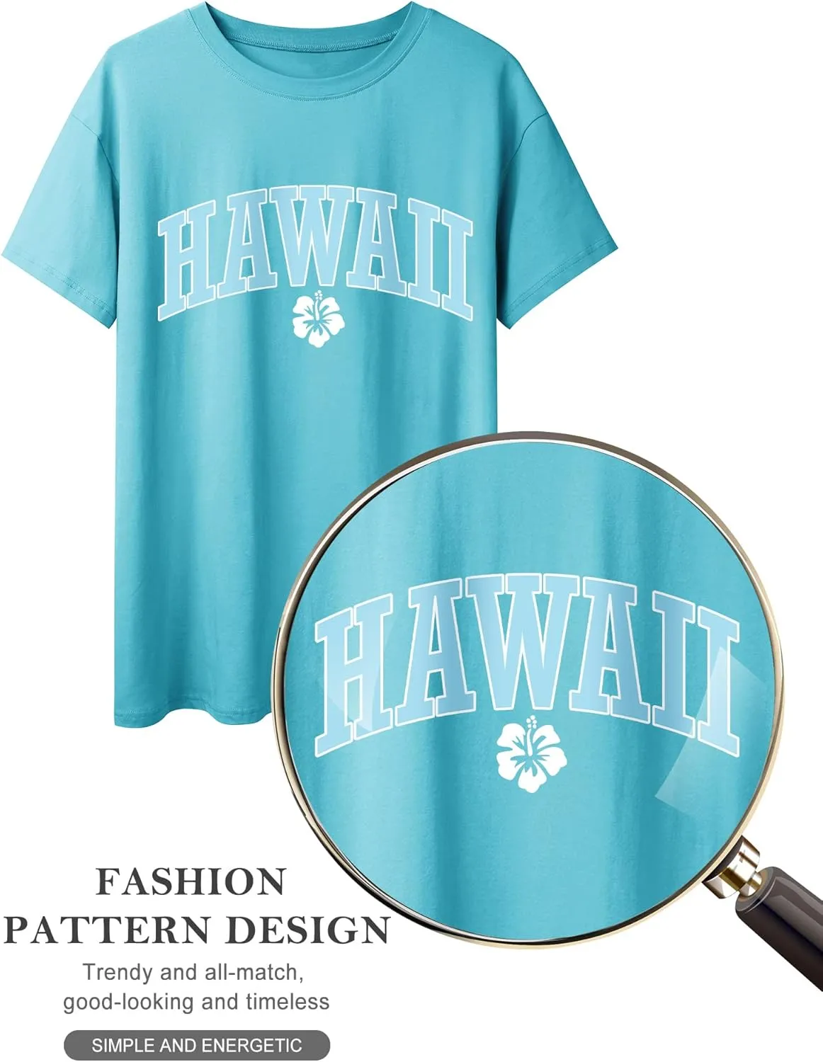Ezcosplay Women Oversized T Shirts Graphic Tees Casual Drop Shoulder Tops Cute Hawaii Vacation Shirt