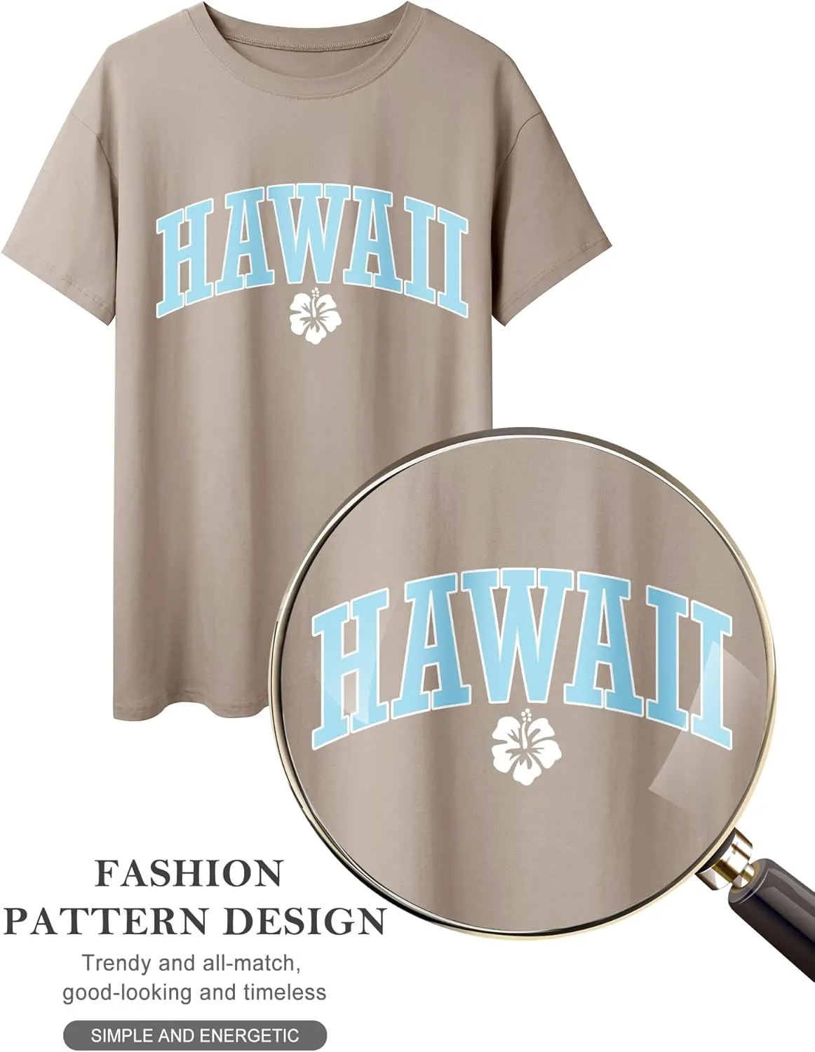 Ezcosplay Women Oversized T Shirts Graphic Tees Casual Drop Shoulder Tops Cute Hawaii Vacation Shirt