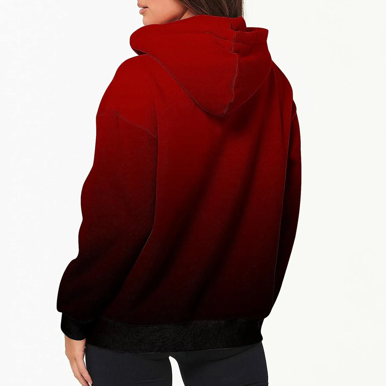 Fall Jackets for Women 2024 Casual Gradient Drawstring Hoodies Full Zip Heated Jackets with Pockets Outdoor