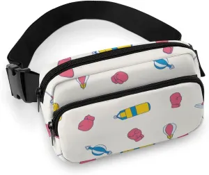Fanny Pack for Women Men Pink Boxing Gloves Belt Bag Waist Pack Bum Bag for Running Cycling Hiking Travel Workout with Adjustable Strap