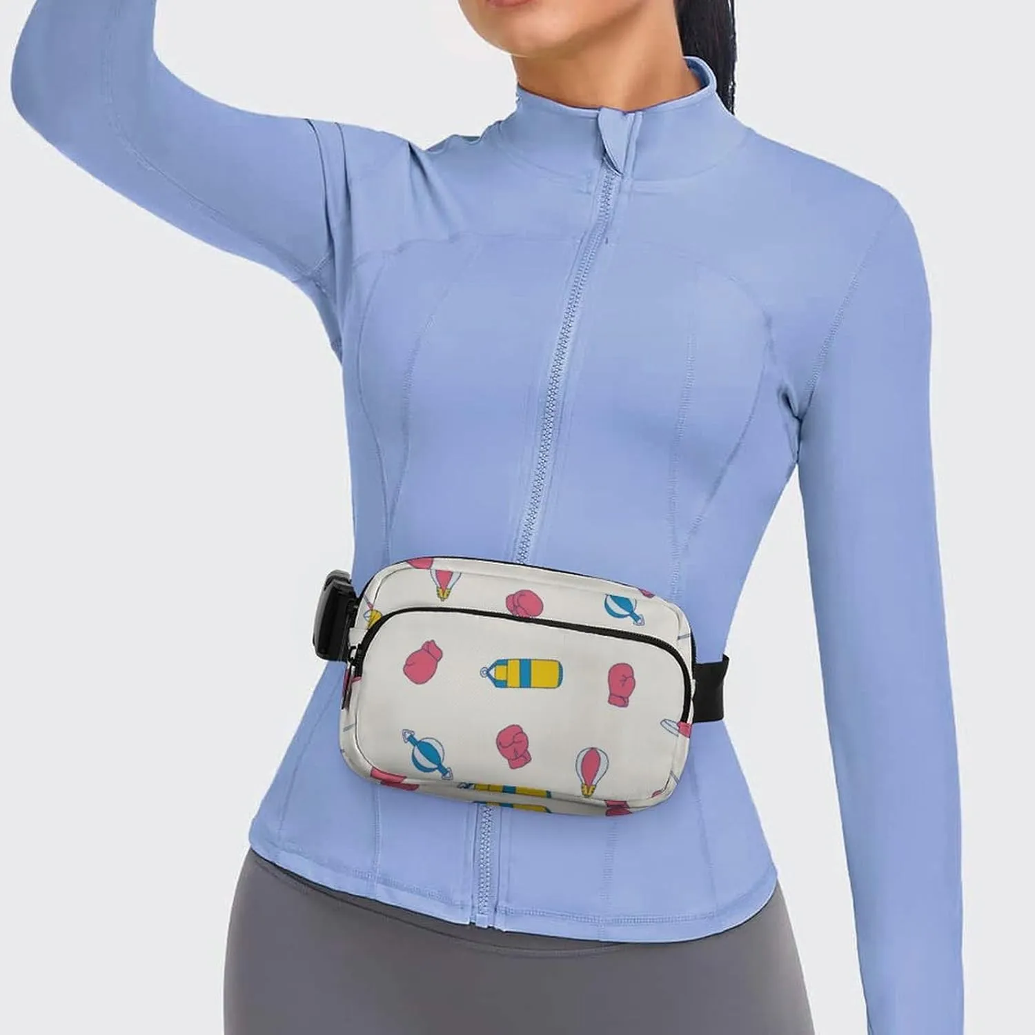 Fanny Pack for Women Men Pink Boxing Gloves Belt Bag Waist Pack Bum Bag for Running Cycling Hiking Travel Workout with Adjustable Strap