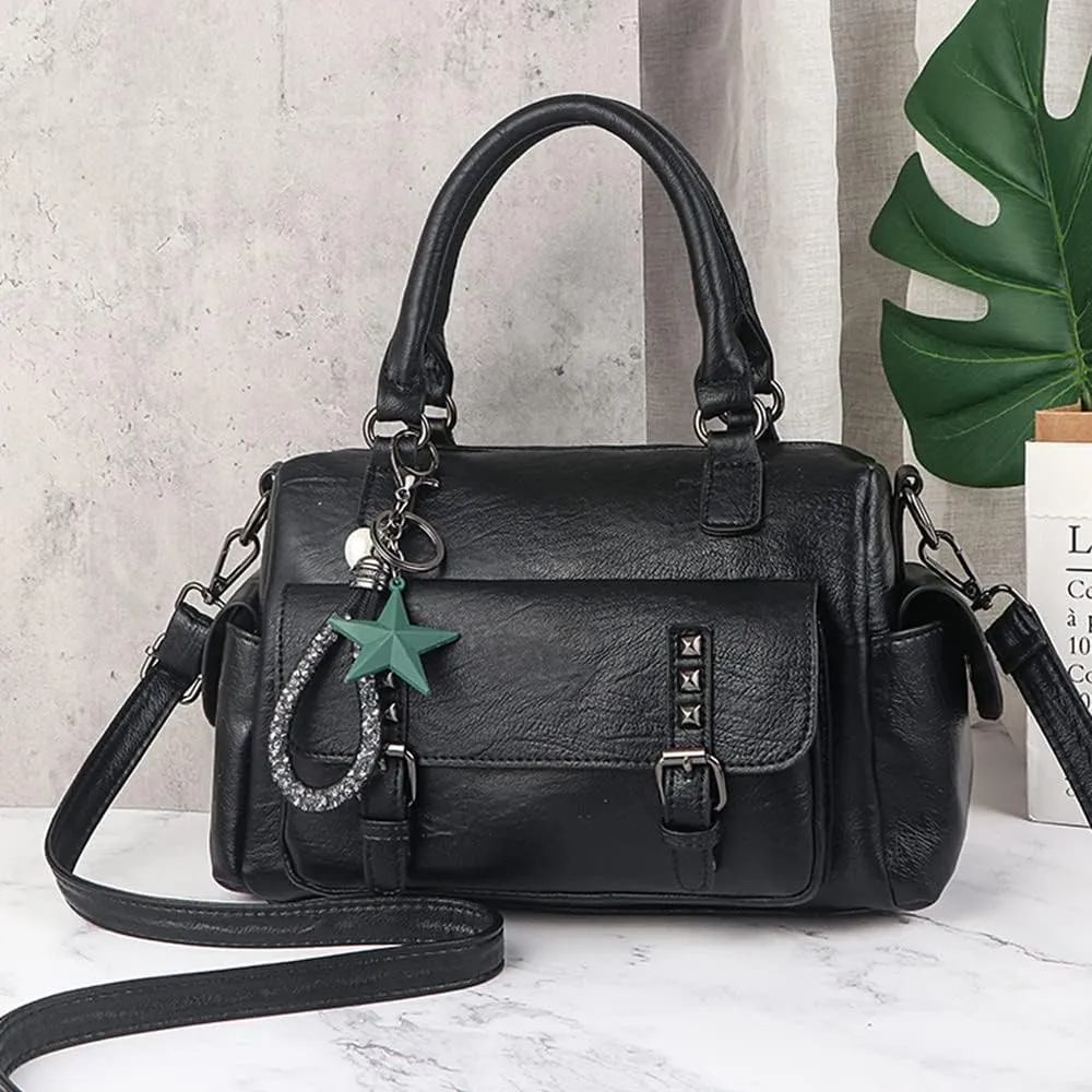 Fashion Satchel Handbags for Women - Top Handle Crossbody Bag - Casual Leather Shoulder Bag - Work Ladies Tote Purse