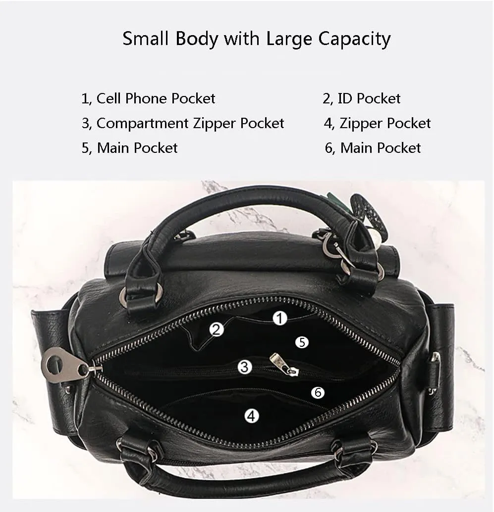 Fashion Satchel Handbags for Women - Top Handle Crossbody Bag - Casual Leather Shoulder Bag - Work Ladies Tote Purse
