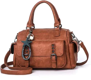 Fashion Satchel Handbags for Women - Top Handle Crossbody Bag - Casual Leather Shoulder Bag - Work Ladies Tote Purse