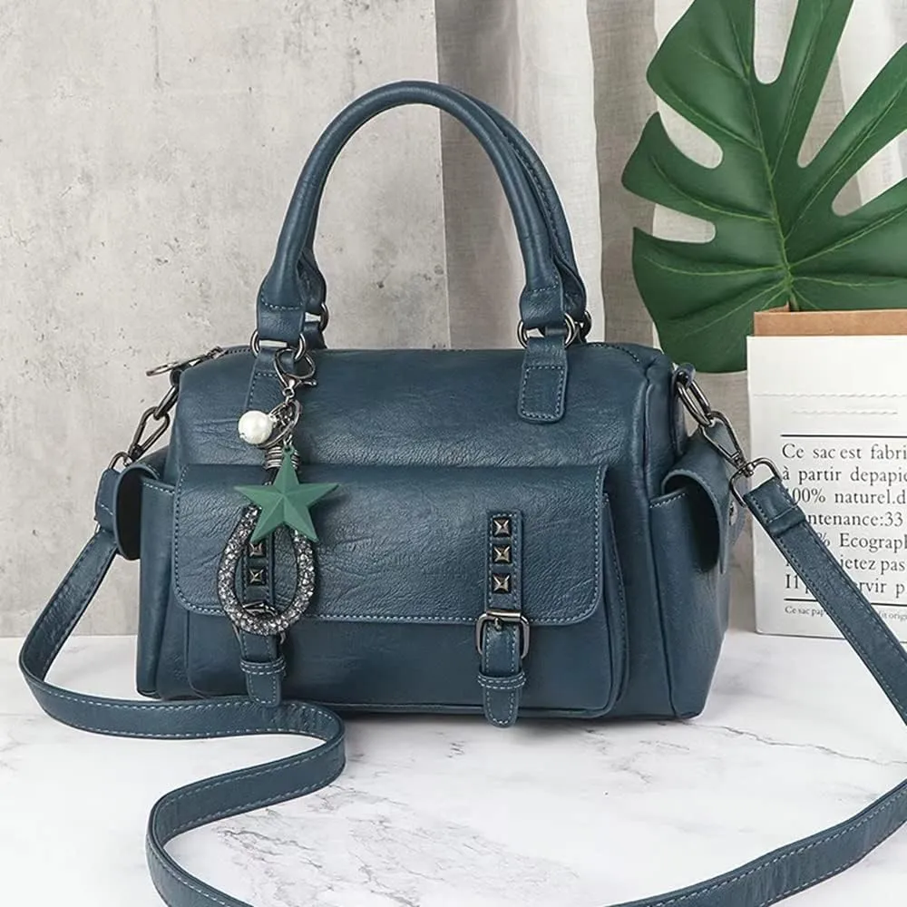 Fashion Satchel Handbags for Women - Top Handle Crossbody Bag - Casual Leather Shoulder Bag - Work Ladies Tote Purse