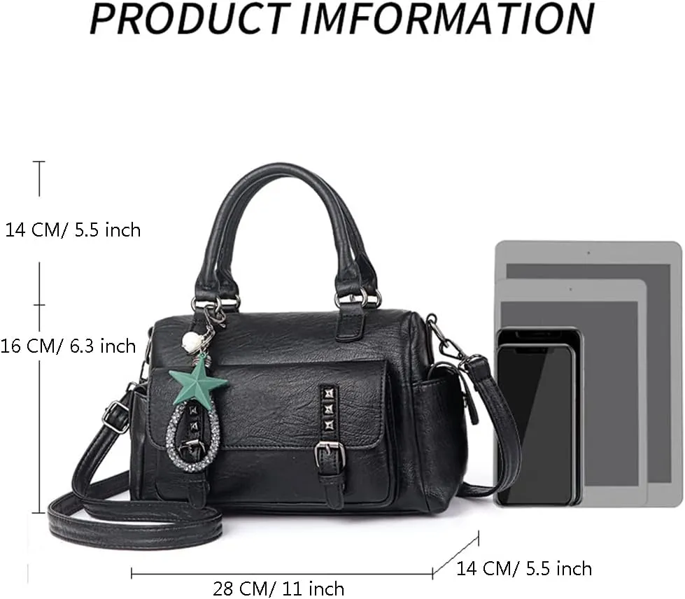 Fashion Satchel Handbags for Women - Top Handle Crossbody Bag - Casual Leather Shoulder Bag - Work Ladies Tote Purse