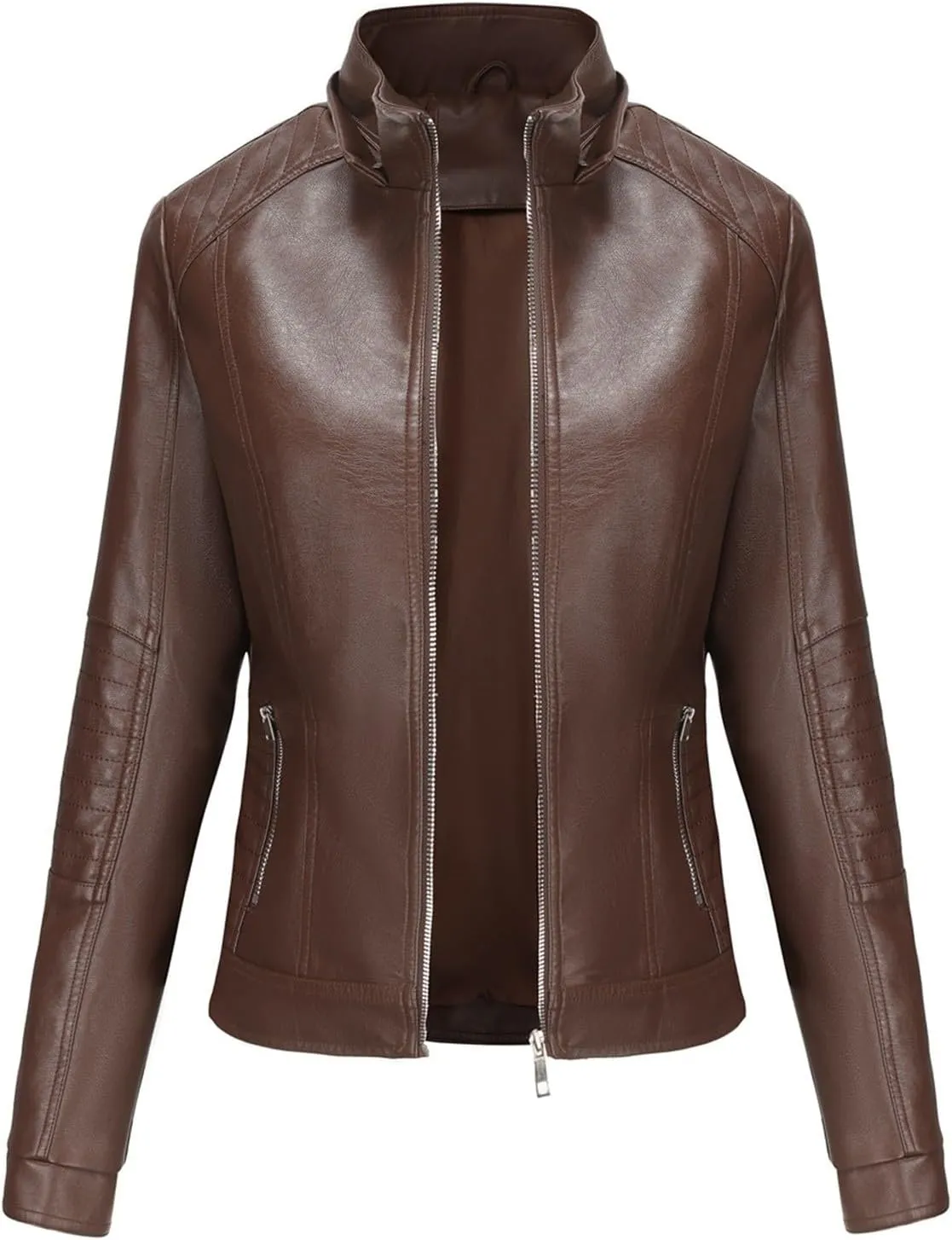 Faux Leather Jacket Women Plus Size Biker Outfits Leather Slim Fit Overcoat Jackets for Women Detachable Hood 2024