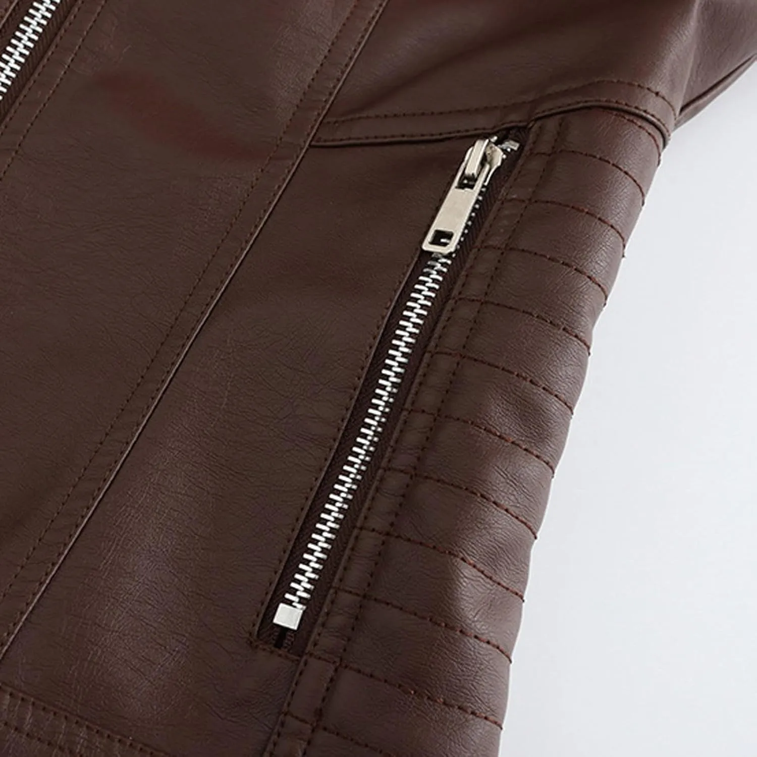 Faux Leather Jacket Women Plus Size Biker Outfits Leather Slim Fit Overcoat Jackets for Women Detachable Hood 2024
