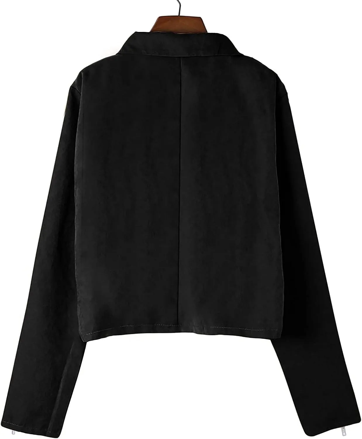 Faux Leather Jackets for Women 2023 Fall Fashion Suede Cropped Jacket Lightweight Zip Up Motorcycle Jacket Tops