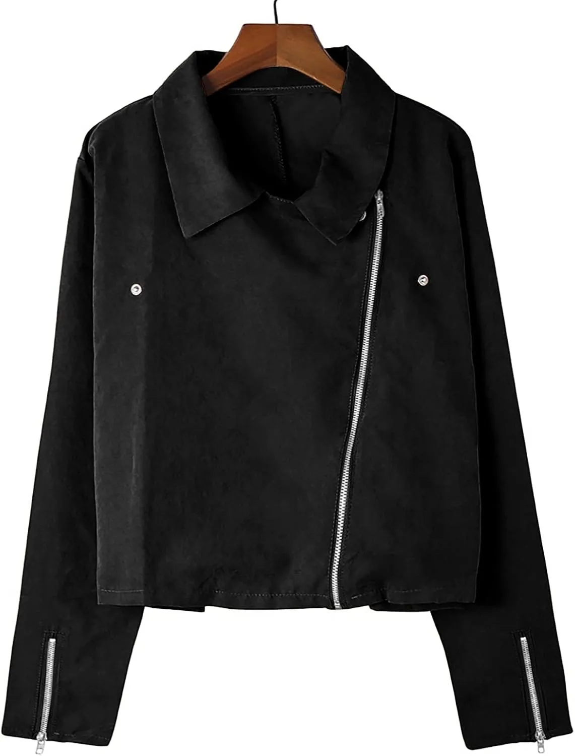 Faux Leather Jackets for Women 2023 Fall Fashion Suede Cropped Jacket Lightweight Zip Up Motorcycle Jacket Tops