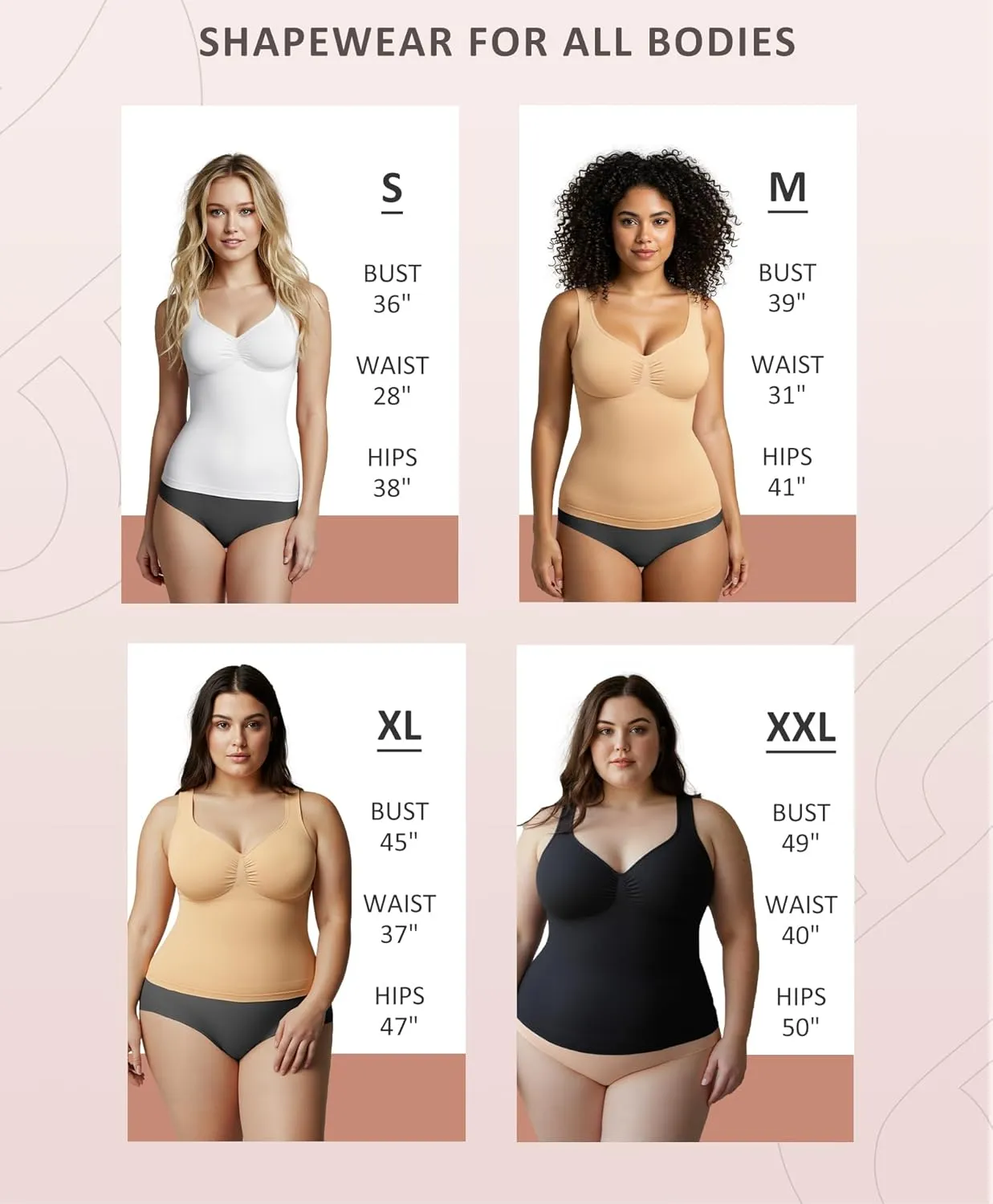 FeelinGirl Women Tank Tops Shapewear: Tummy Control Compression Tank V Neck Seamless Body Shaper Camisole Tops for Women