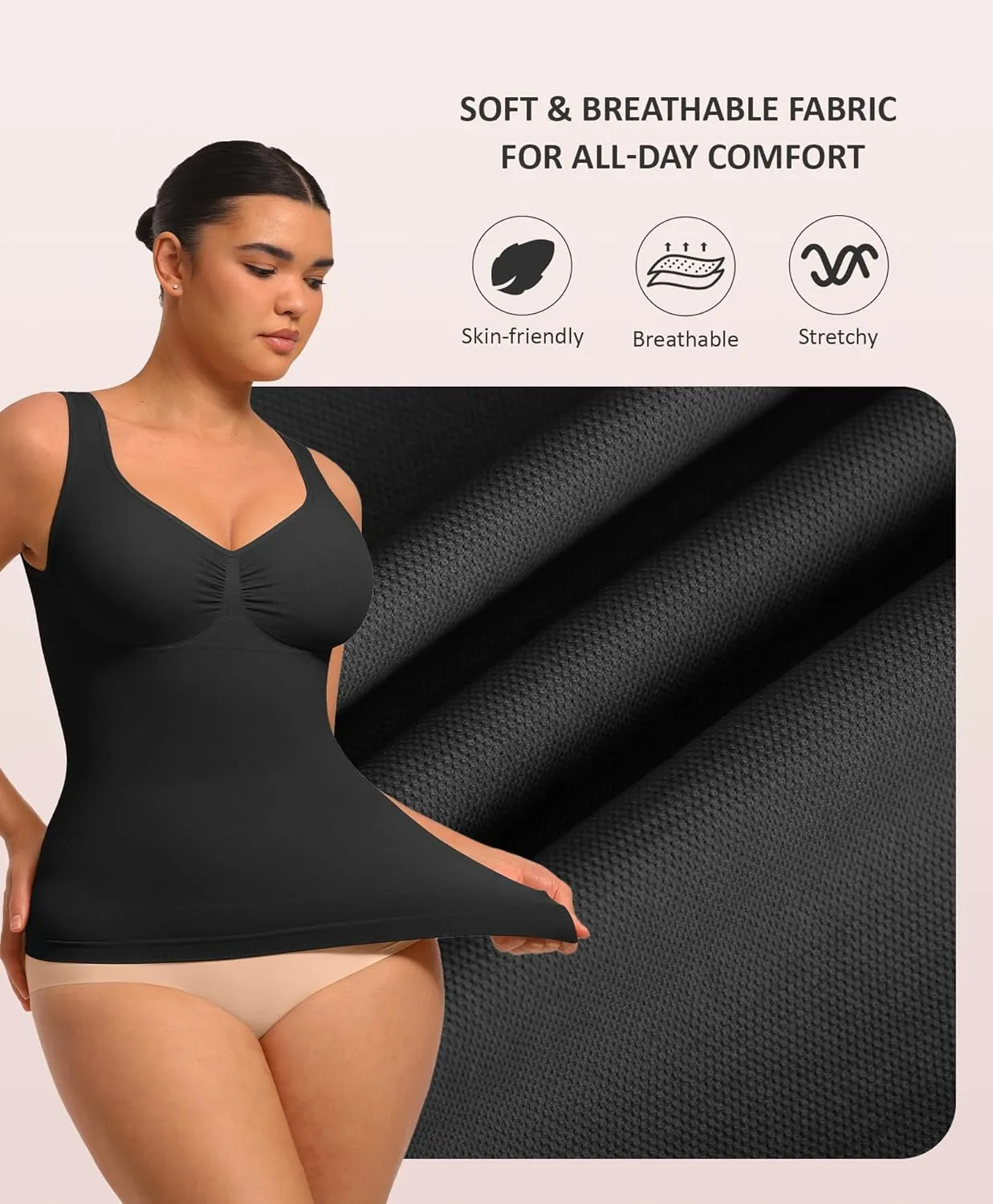FeelinGirl Women Tank Tops Shapewear: Tummy Control Compression Tank V Neck Seamless Body Shaper Camisole Tops for Women