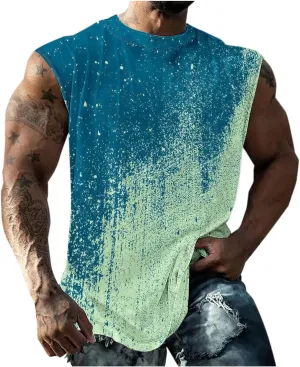 Finelylove Mens Tank Top Big and Tall Round Neck Sleeveless Summer Tank Tops Workout Tank Tops Casual Graphic Tees