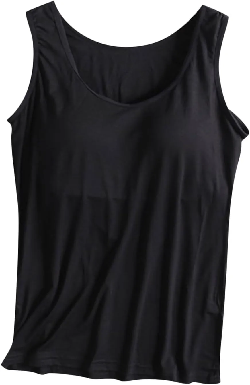 Firzero Cotton Tank Top Women with Built in Bras Shelf Bra Tanks Summer Cami Workout Camisole Padded Basic Shirts 2024