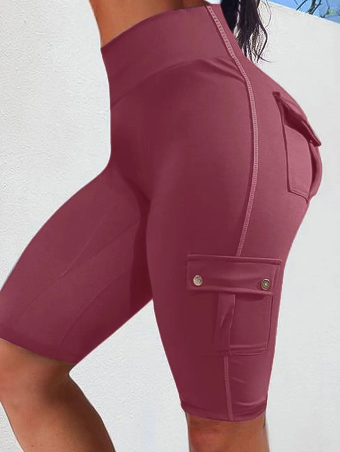 Flamingals Biker Shorts for Women High Waist Cargo Athletic Shorts Butt Lifting Workout Shorts Running Shorts