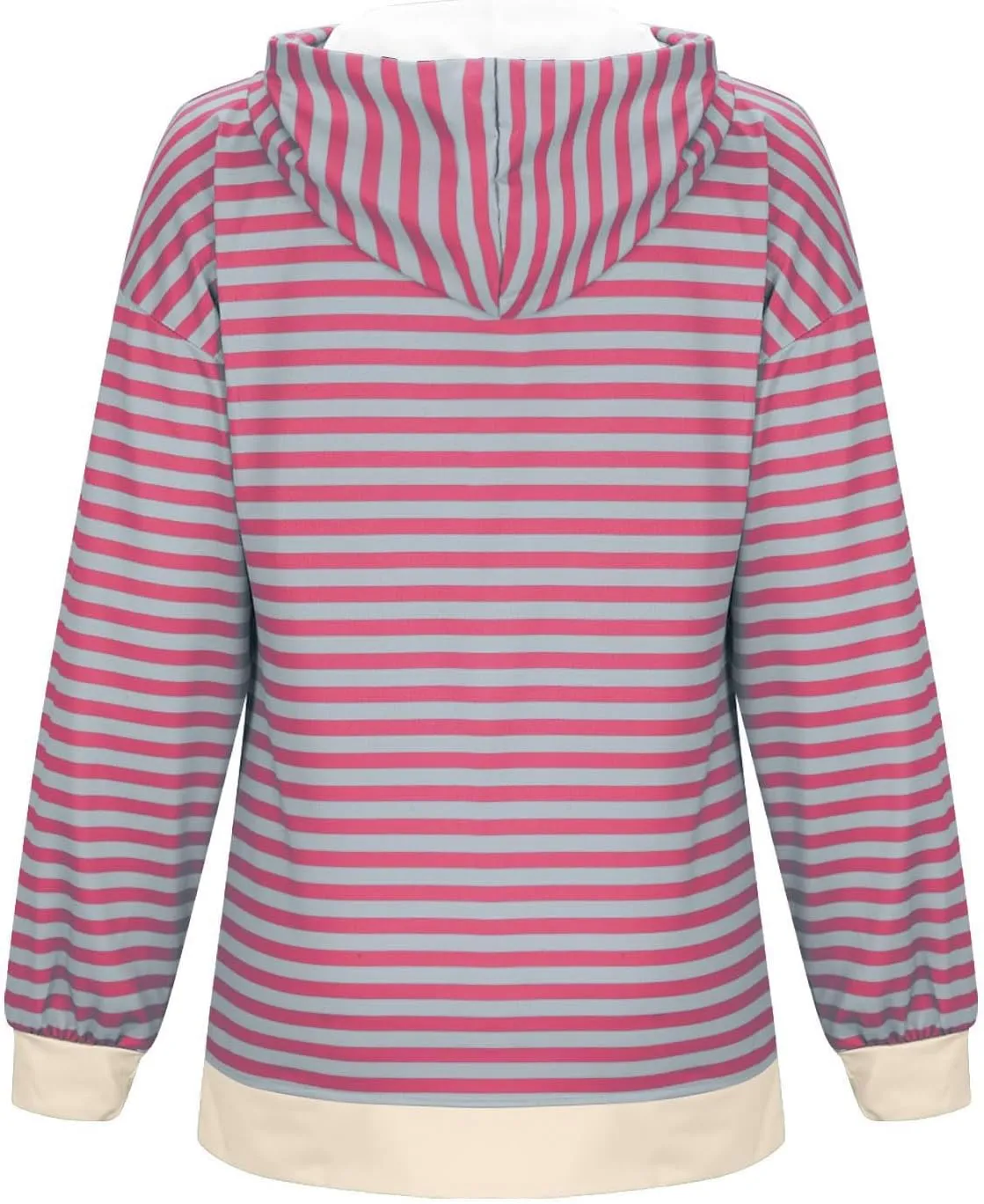 Fleece Jacket Women Color Block Striped Winter Coats Long Sleeve Zip up Jackets Casual Hooded Coat Pockets Outdoor