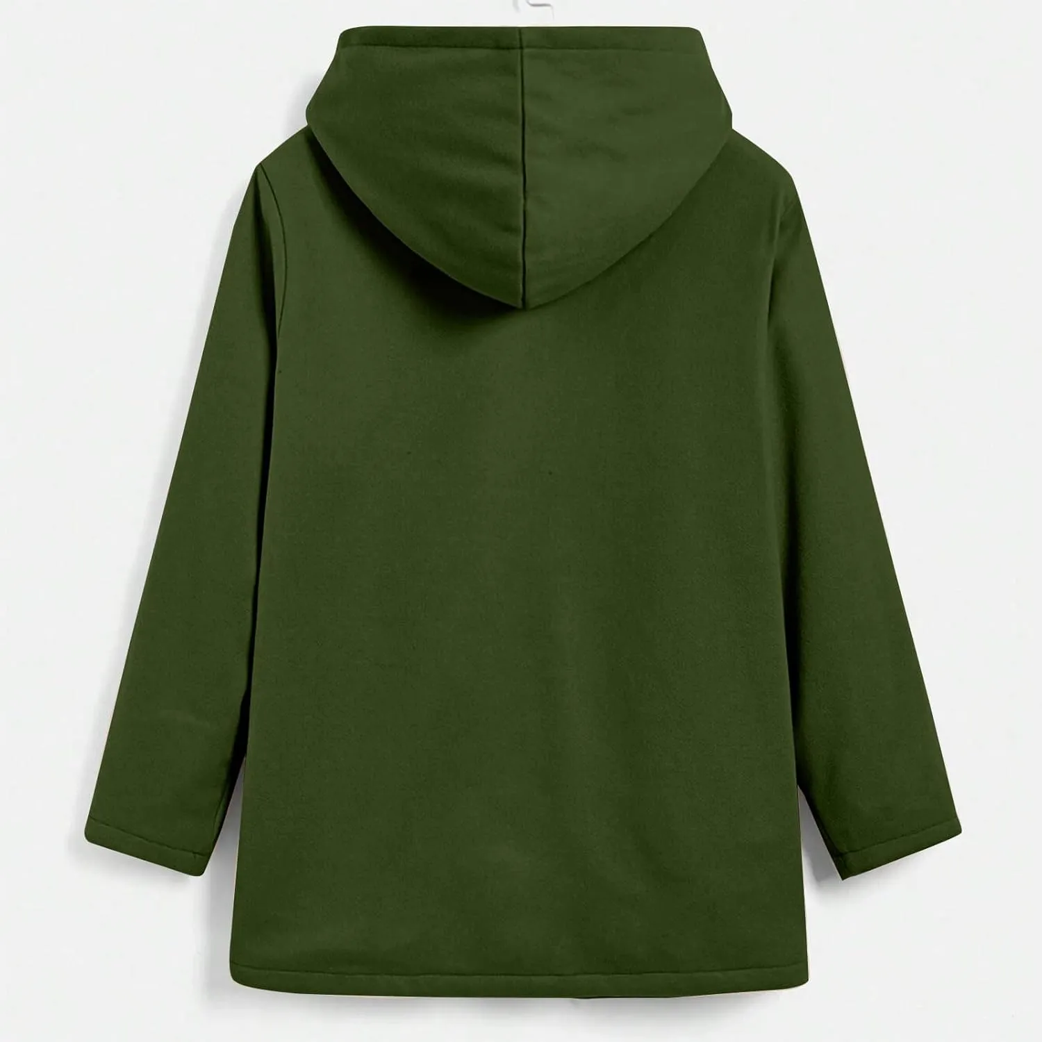Fleece Jacket Women Solid Button Down Hooded Winter Coats Plush Long Sleeve Tops Blouse with Pockets Outerwear
