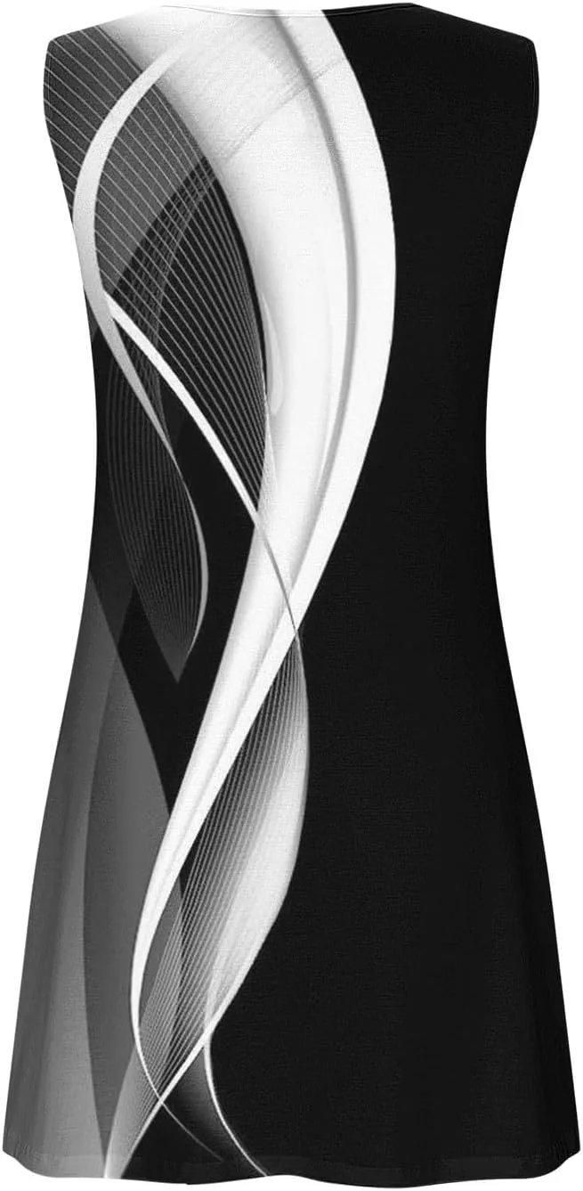 Floral Dress for Women Casual Button Trim Sleeveless V Neck Mini Sundress O-Ring Straps Cover Ups Beach Tank Dresses