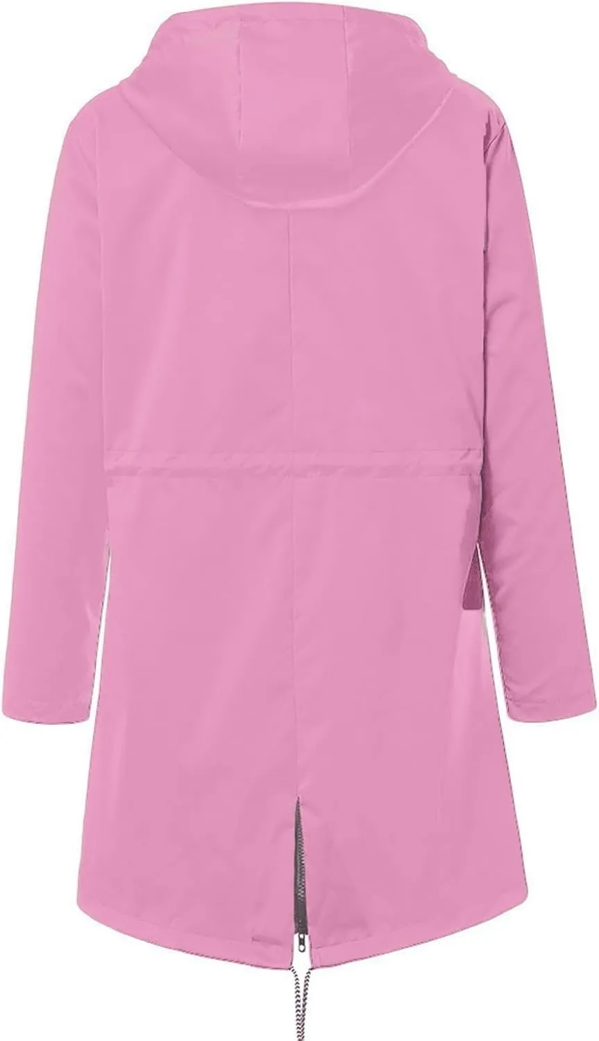 FONMA Rain Coats for Women Plus Size Waterproof Hoodie Jacket Windproof Windbreaker Lightweight Raincoat Drawstring Pockets