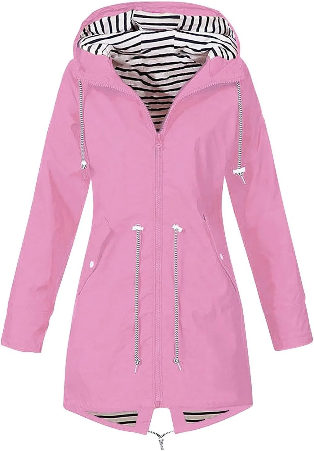 FONMA Rain Coats for Women Plus Size Waterproof Hoodie Jacket Windproof Windbreaker Lightweight Raincoat Drawstring Pockets