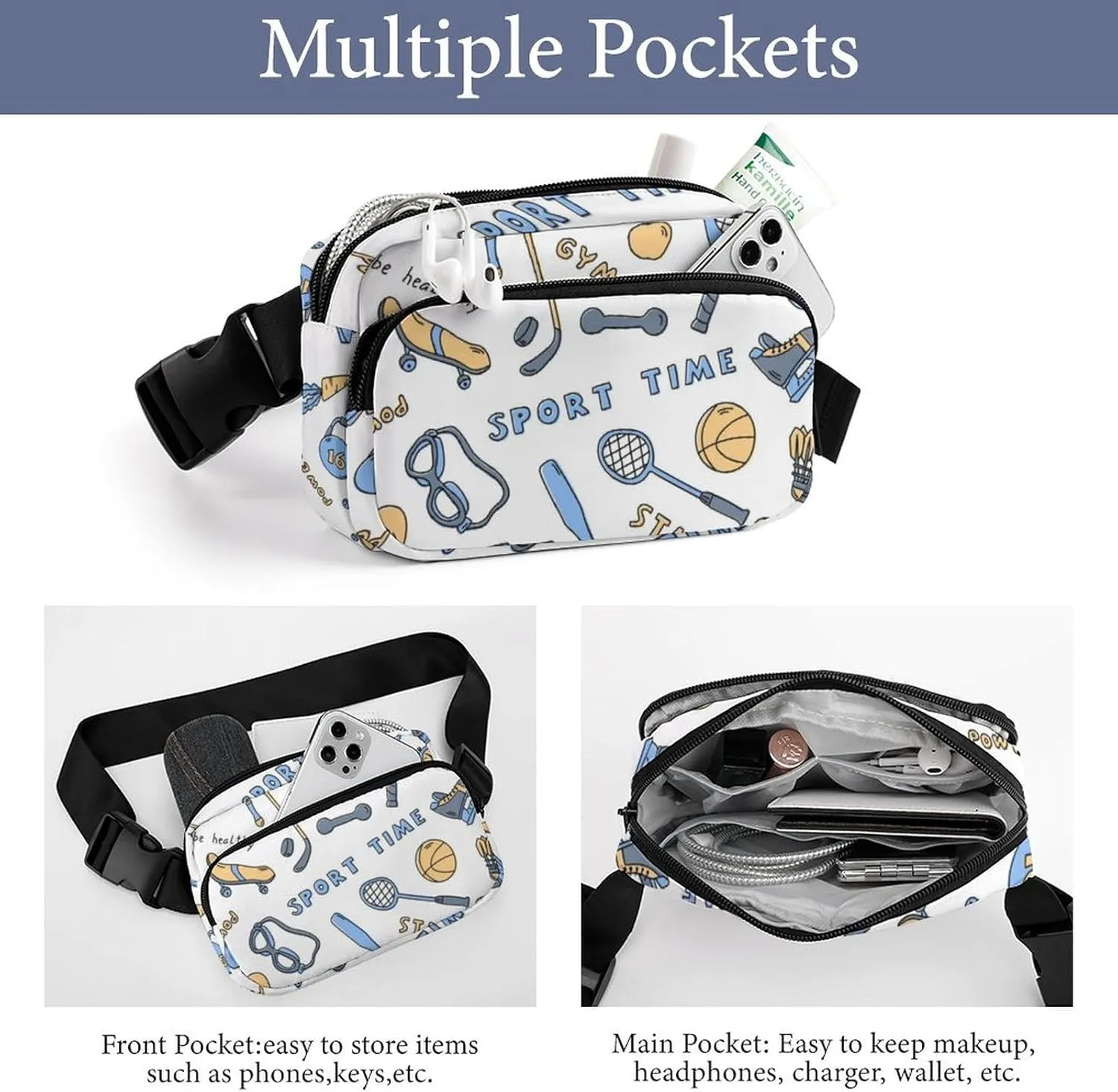 Funny Boxing Gloves Fanny Pack Belt Bag with Adjustable Strap Sports Tools Waist Packs Small Pouch Crossbody Bags for Hiking Running Cycling Traveling