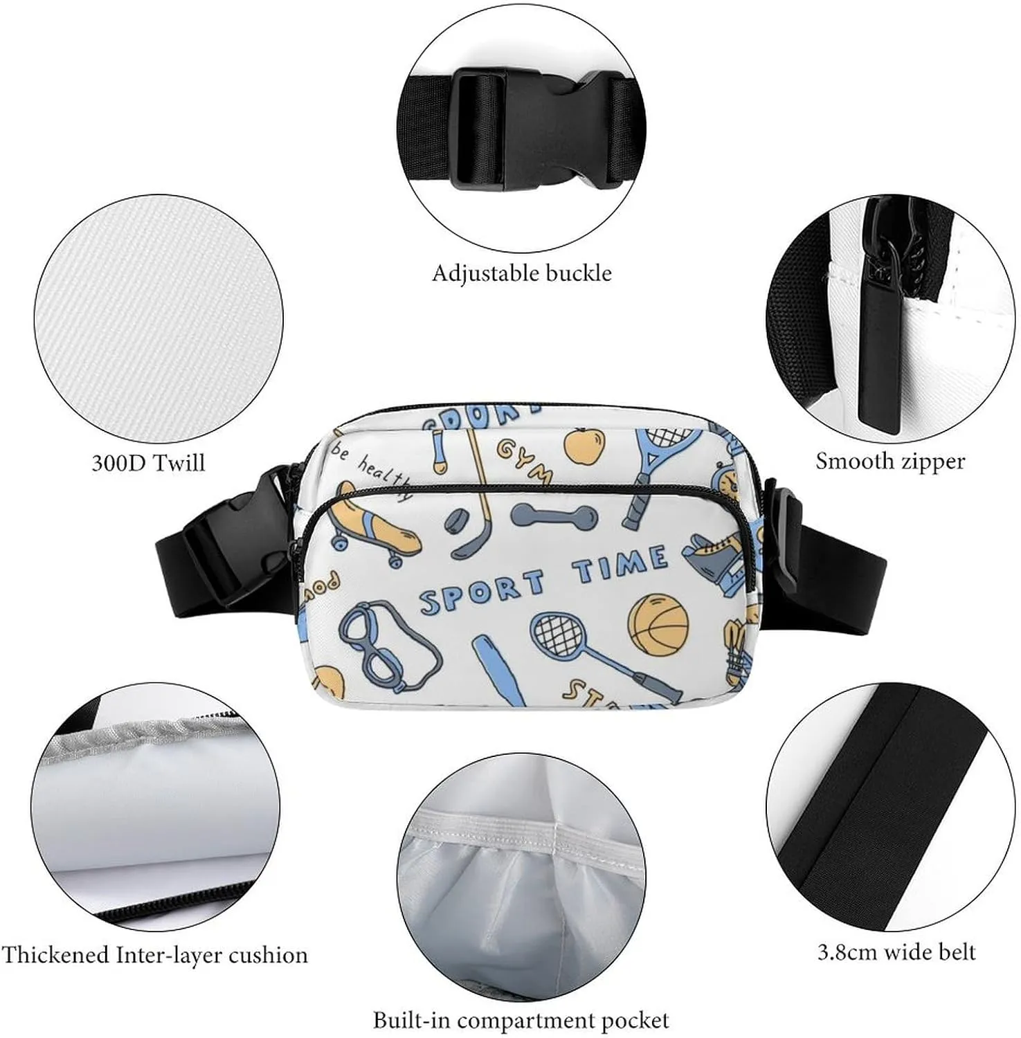 Funny Boxing Gloves Fanny Pack Belt Bag with Adjustable Strap Sports Tools Waist Packs Small Pouch Crossbody Bags for Hiking Running Cycling Traveling