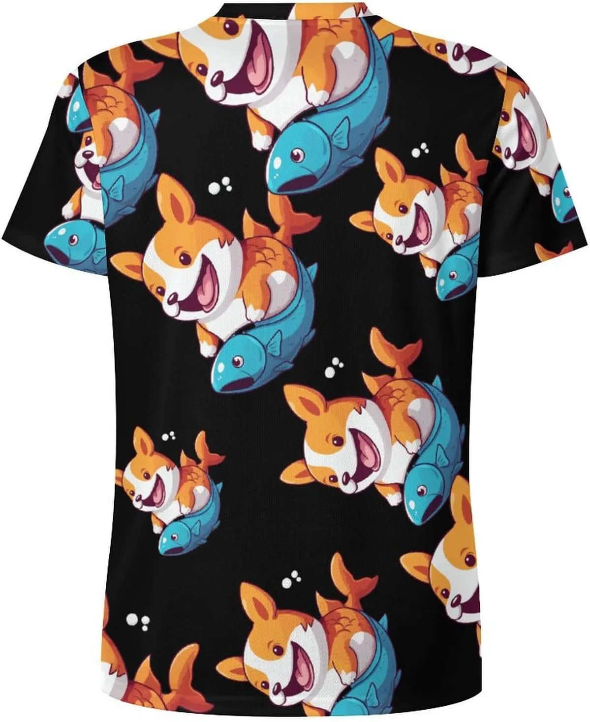 Funny Corgi Mermaid Men's T-Shirts Short Sleeve Tee Hawaiian Shirt Athletic Workout Tops Undershirts