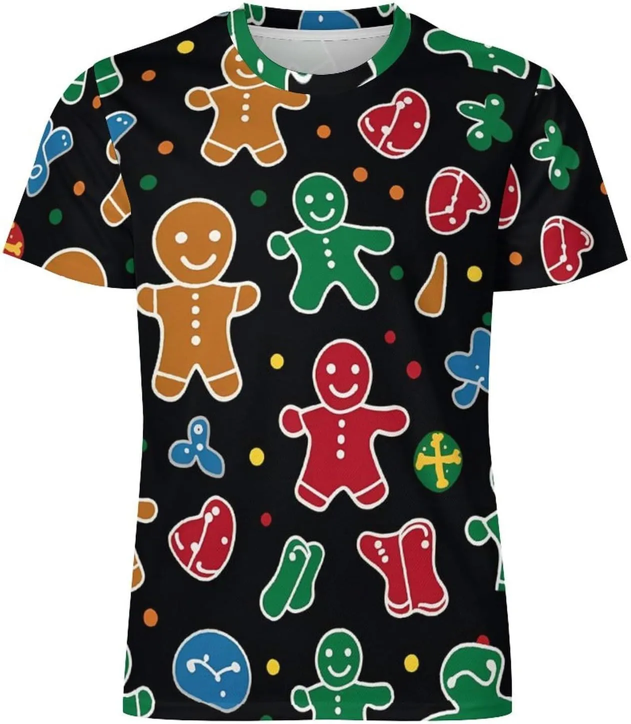 Funny Cute Gingerbread= Men's T-Shirts Short Sleeve Tee Hawaiian Shirt Athletic Workout Tops Undershirts