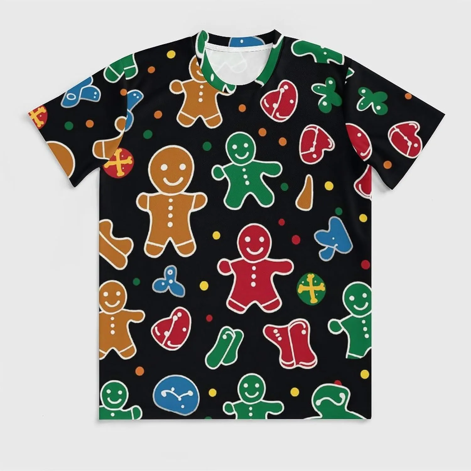 Funny Cute Gingerbread= Men's T-Shirts Short Sleeve Tee Hawaiian Shirt Athletic Workout Tops Undershirts