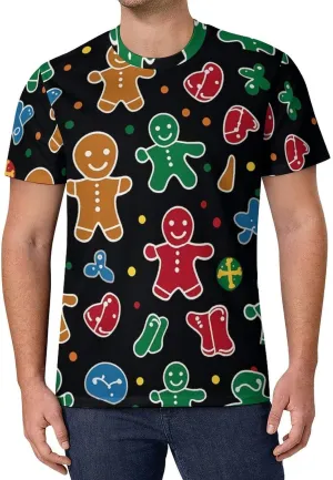 Funny Cute Gingerbread= Men's T-Shirts Short Sleeve Tee Hawaiian Shirt Athletic Workout Tops Undershirts
